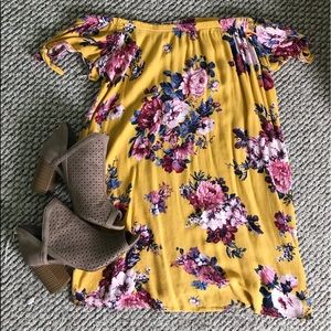 NWOT Yellow Floral over the shoulder sundress